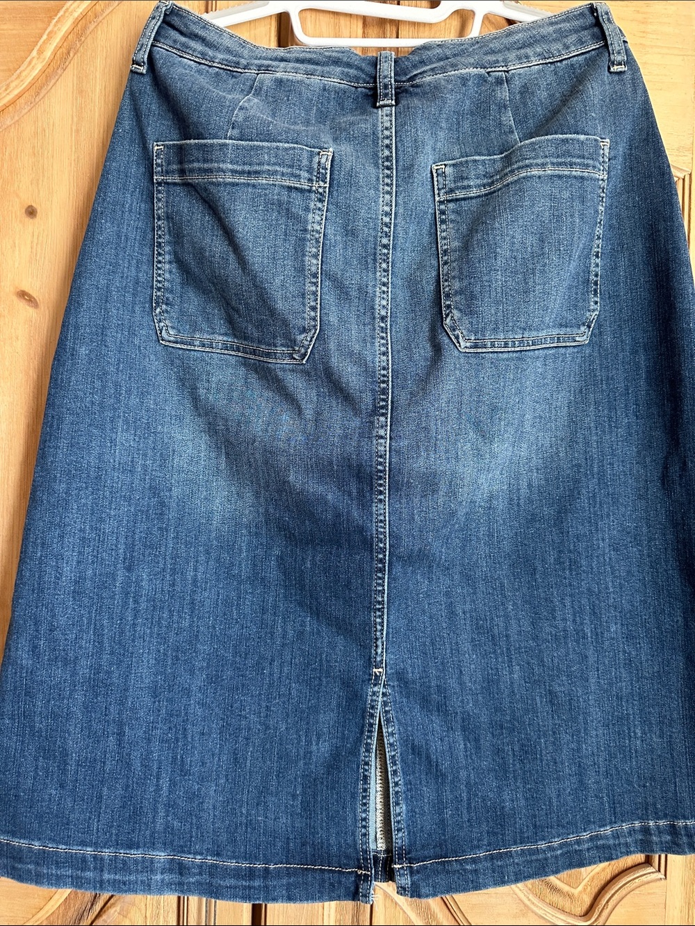St. John's Bay Dark Blue Denim A-Line Skirt middy length - Picture 2 of 2